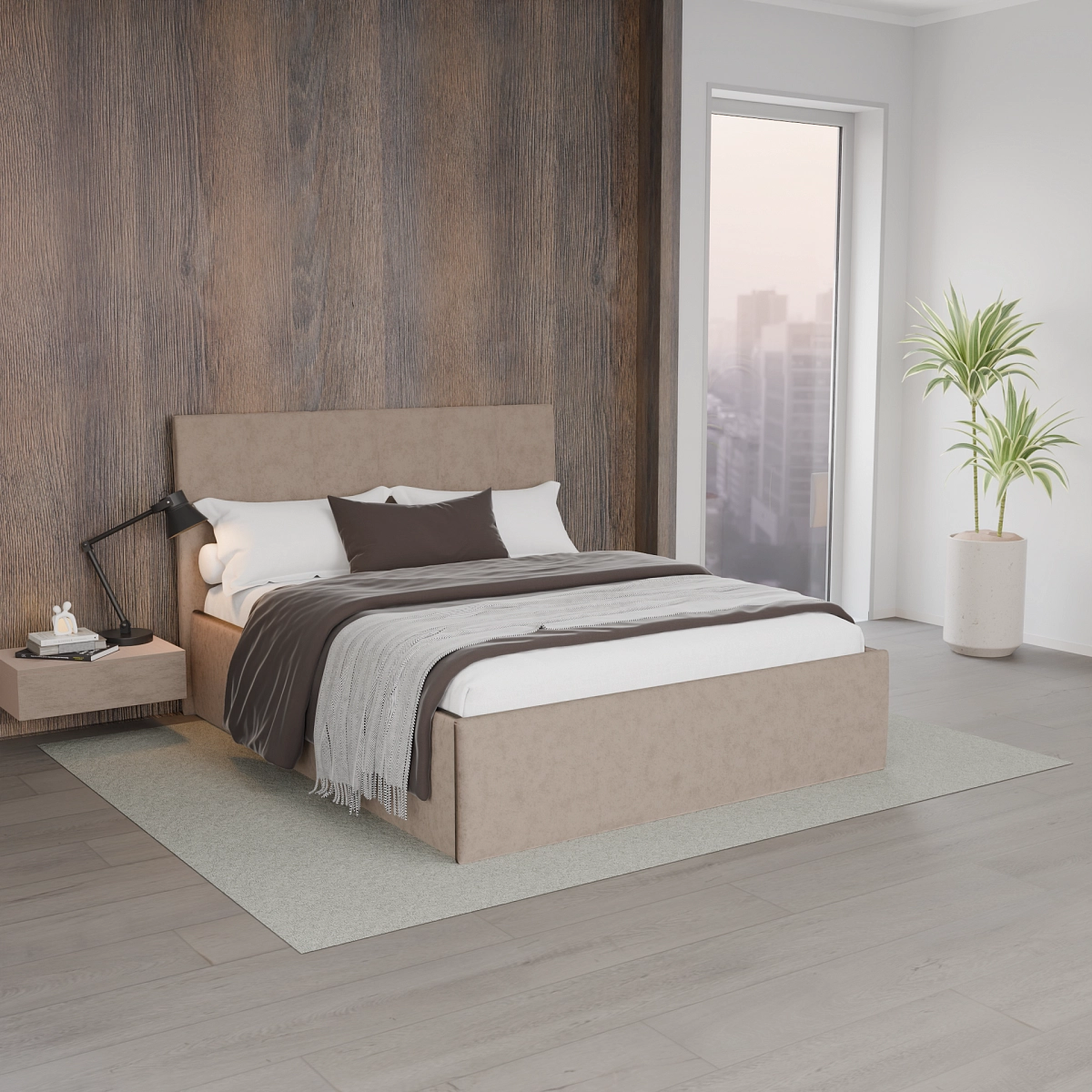 Кровать с подъемным механизмом Кастра КБежевая 160х200 (aura4)